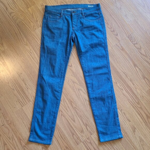 MIU MIU PRADA CROPPED CAPRI BLUE LOW RISE SKINNY JEANS STRETCH sz 25 - Picture 2 of 8